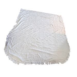 Vintage white chenille queen size bedspread blanket cottagecore hobnail bates